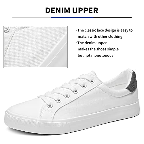 FRACORA Mens White Tennis Shoes Canvas Sneakers for Men(White, US8) by FRACORA - Used condition - Image 4