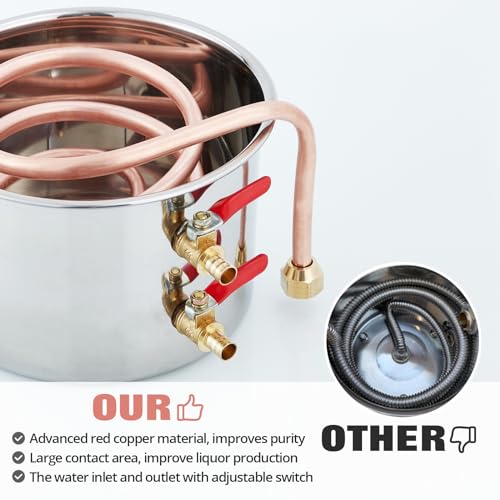 Alcohol Still 10 Gal 38L Water Alcohol Distiller Spirits Kit w/Copper Tube & Display Thermometer, Home Brew Wine Making Kit for Diy Whiskey, Wine, Brandy, Essential Oil - Thumbnail 3