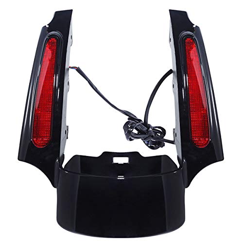 Rear Fender Fascia Set with Integrated LED Stop/Tail/Turn Signal Lights fits for Harley Davidson Touring Models 2009-2013,Black Housing w/Red Lens