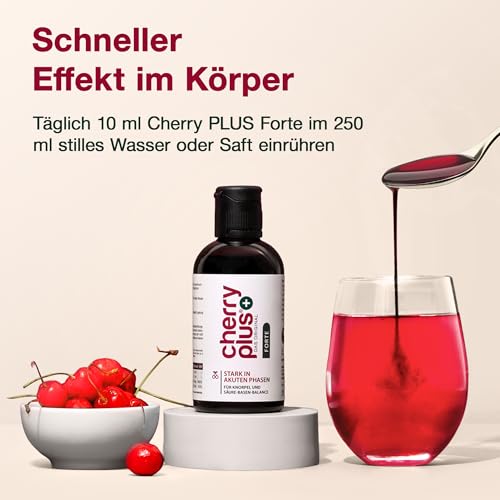 Montmorency Sauerkirschsaft Konzentrat + Sauerkirsch Extrakt - mit Vitamin C für Knochen & Zink für das Immunsystem - Montmorency Sauerkirsche für den Akutfall - Cherry PLUS Forte - 200 ml