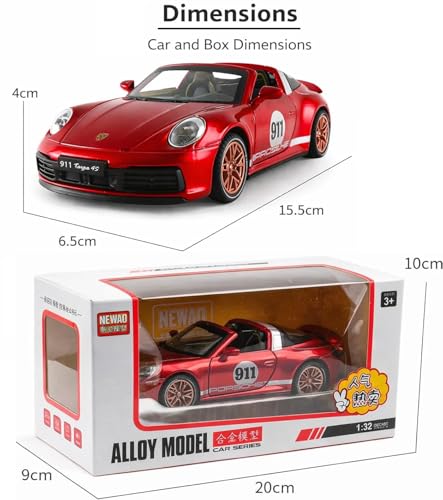 Image of Alokik 1:32 Scale Poarsche 911 Targa 4S Diecast Car Models Toys Metal Alloy 2 Openable Door and Sound & Light, Pull Back Toys Gifts for Boys Best Gift Car (Color As Per Stock)