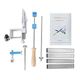 Spacnana Messerschärfsystem, Professioneller Schärfer aus Aluminiumlegierung mit 4 Steinen der Körnung 150 400 800 2000, für Küchen-Klappmesser (Mit 4 Diamant-Schleifsteinen)