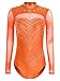 Winnrchan Women's Rhinestone Ballet Artistic Gymnastics Dance Leotard Dance Unitard Training Jumpsuit Orange X-Large