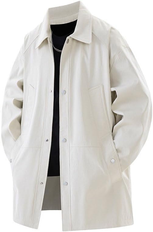 Men's Long Trench Coat Spring Loose Work Jacket