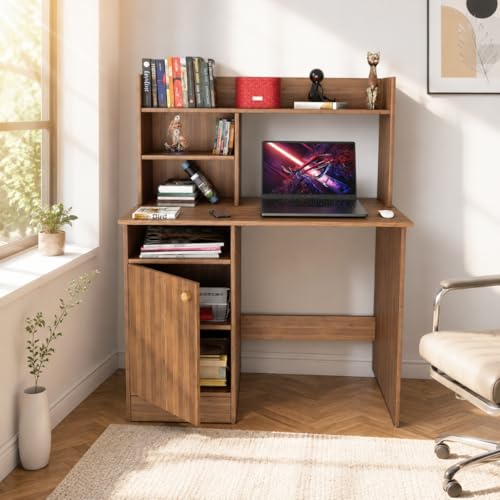 Image of SPYDER CRAFT Engineering Wood Modern Office Desk Study Table Computer Table for Office Work from Home Kids Study Room Workstation (Oak) Assembly (DIY) Do It By Yourself