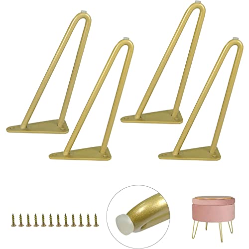 Hairpin Furniture Legs With Built-In Floor Protectors 6 Inches Gold End Table Chair Leg 4Pcs Diy Projects For Home #TOP1