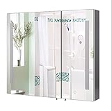 mueble auxiliar baño acero inoxidable Material de alta calidad: el armario baño con espejo está hecho de acero inoxidable y vidrio, que tiene una larga vida útil, y el material de acero inoxidable es inoxidable y resistente a la corrosión. Nuestro armario de pared con espejo para baño es muy fácil de limpiar, solo límpielo con un paño húmedo.