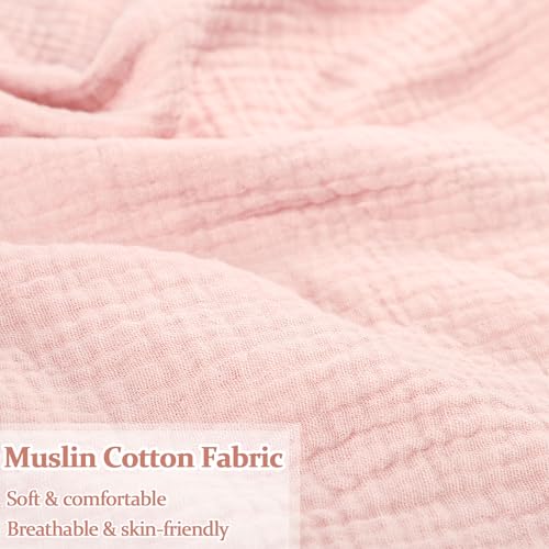 Baby Nursing Pillow Cover, Removeable Breastfeeding Pillow Slipcover, Muslin Nursing Pillow Case for Newborn Boys Girls, Soft Fabric Fits Snug On Infant, Washable & Breathable, Pink (Cover Only) - Thumbnail 2