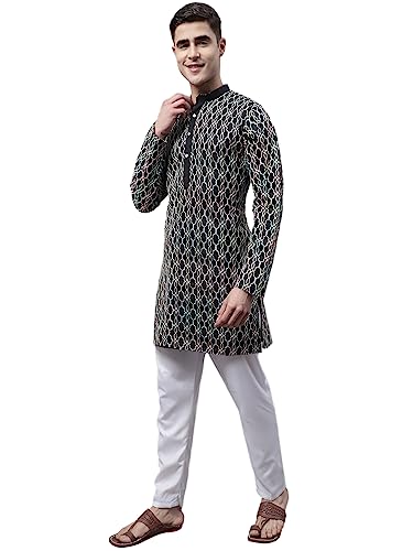 Image of Jompers Men's Cotton Embroidered Straight Kurta Pyjama Set