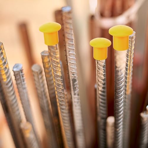 Amosfun 50 Pièces Capuchons de Protection pour Barres D'armature Jaunes en Pp Forme Champignon, Résistance la Compression et Protection pour Chantier – vue 9