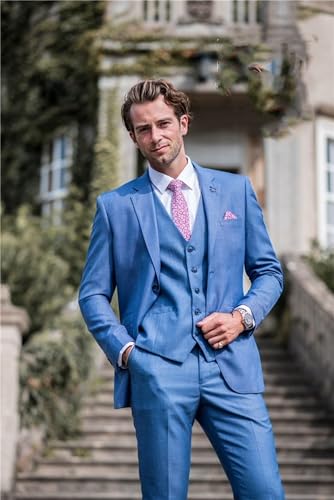 Men's Suit 3 Piece Slim Fit One Button Casual Notch Lapel Single Breasted Solid Tuxedo Wedding Jacket Vest Pants Set4