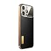 Produktbild LINLINCD-Echtes Leder Hülle für iPhone 15 Pro Max 15 Pro 15 Plus 15-Ultradünne Metall Grenze Handyhülle Screen Kamera Schutz Hochwertige Leder Hülle(15 Pro Max,Schwarz)