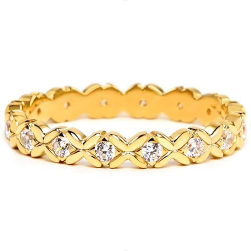 STORYJEWELLERY Stackable Rings for Women, Gold Plated Sterling Silver Rings