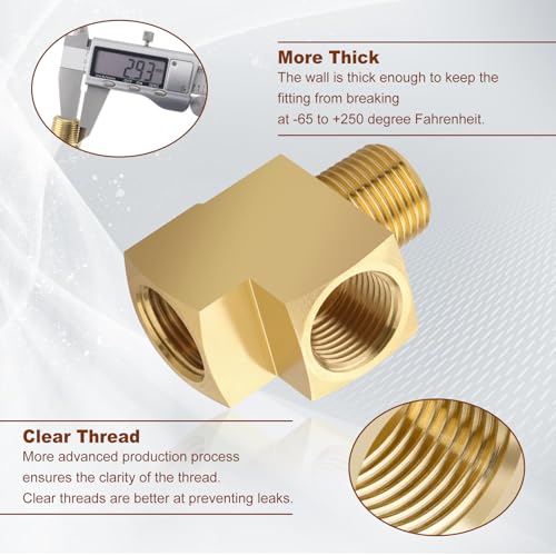 Image of 2PCS 3 /8 inch NPT Female x 3 /8 inch NPT Male x 3 /8 inch NPT Female Brass Street Tee