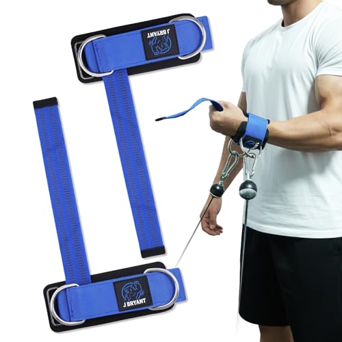 Wrist Cuffs Weight Lifting Straps with Sliding Dual D-Rings – Adjustable Wrist Support for Cable Machine & Arm Training (Blue, M)