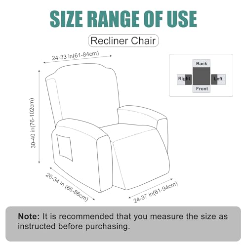 Image of Genina Recliner Chair Cover, Stretch Reclining Chair Covers, Recliner Sofa Slipcovers Stripe Jacquard Lazy Couch Covers Furniture Protector Covers for Pet Kid (Light Blue, 1 Seat)