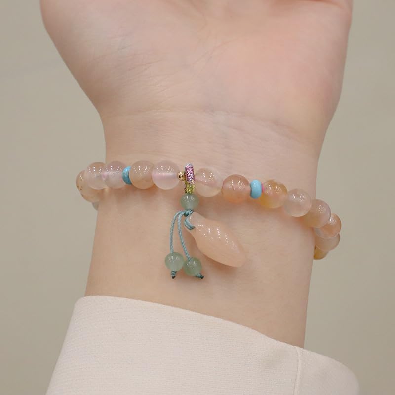 Amazon.com: 新款樱花玛瑙手串水晶手链手饰小清新郁金香手串月亮