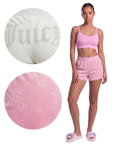 Image of Juicy Couture Women's Velvet Fleece Pajama Shorts, Designer Sleep and Lounge Shorts for Women