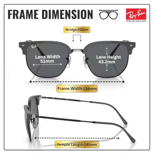 Image of Ray-Ban RB4416 NEW CLUBMASTER Square-Round Shaped Sunglasses for Men & Women with Official RAYBAN Eyewear Kit