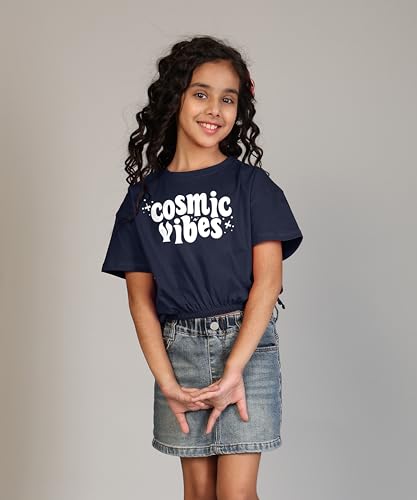Image of KYDA KIDS 100% Cotton Crop top for Girls - Printed Short Sleeve Stylish Tshirt, Regular Fit Tops for Girl - Pack of 3