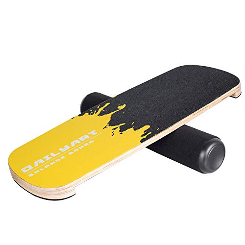 Dailyart Balance Board Trainer, Board Exercise With Roller, Training Equipment For Balance Stability And Fitness, Core Balance Board For Surf Ski Snowboard Skateboard Hockey Training, Yellow #TOP6