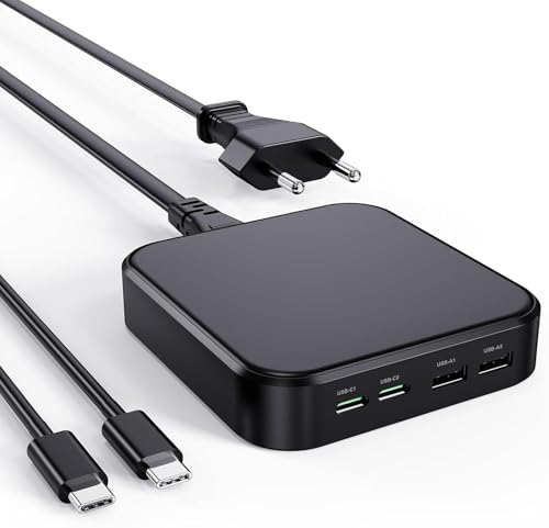 Ładowarka USB C 65 W GaN, 4-portowa szybka ładowarka z 2 USB-C i 2 USB-A