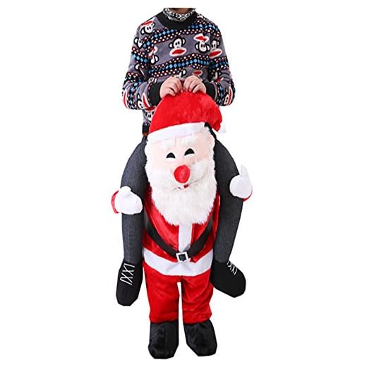 Halloween Carry Ride On Me Piggy Back Shoulder Adult Santa Claus Mascot Costume Fancy Dress