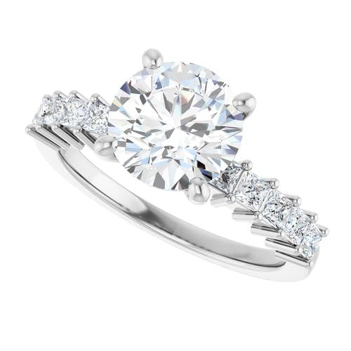 2 Ct Round Cut Lab Grown 3 Stone Statement Engagement Ring for Women