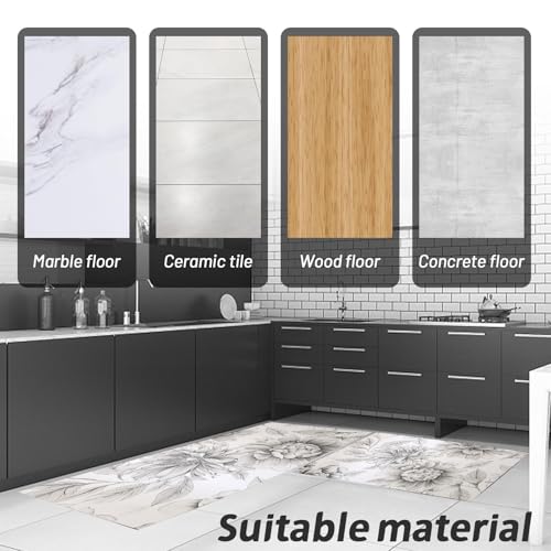 Alfombra de cocina lavable MGDIFYXAA juego de 2 piezas floral 7