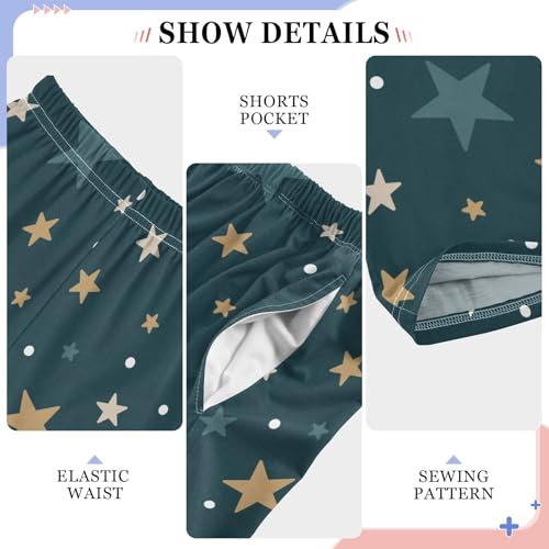 ZZKKO Gold and Blue Stars Boys Pants for Kids Jogger Pants with Pockets S-XL4
