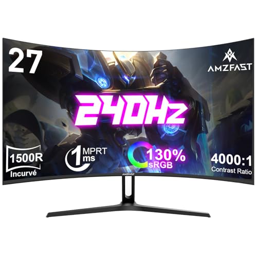 Meilleur écran incurvé 2025, le classement. 21 Amzfast Ecran PC Gamer Incurvé 27 Pouces -...