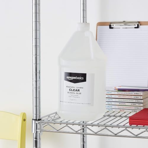 Image of Amazon Basics All Purpose Washable Clear Liquid School Glue for Making Slime, Paper, Cardboard, Wood, Craft Projects, 128 fl oz