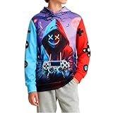 FKCQRJW Boy Sweatshirt Video Gaming Hoodie Gaming 3D Print Pullover with Pockets for Age 5-20 Game Fan Gifts Son Daughter (S)