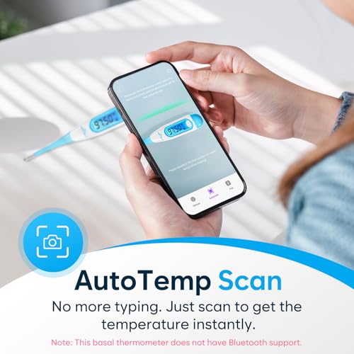 easyhome digital basal thermometer with blue backlight lcd display 1100th degree high precision and memory recall not bluetooth enabled  supports premom app scan blue