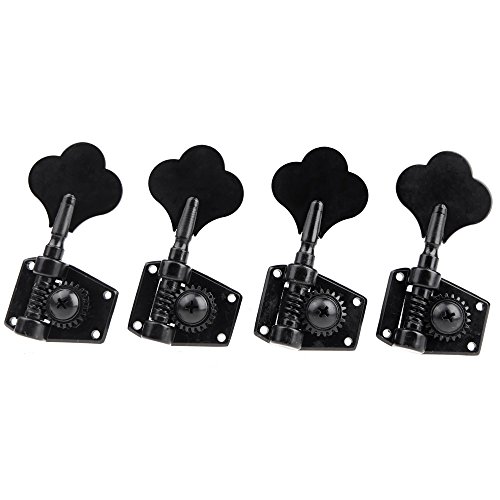 KKmoon Conjunto de teclas 4R Black Electric Bass Tuners Machine Tuning Pegs Keys