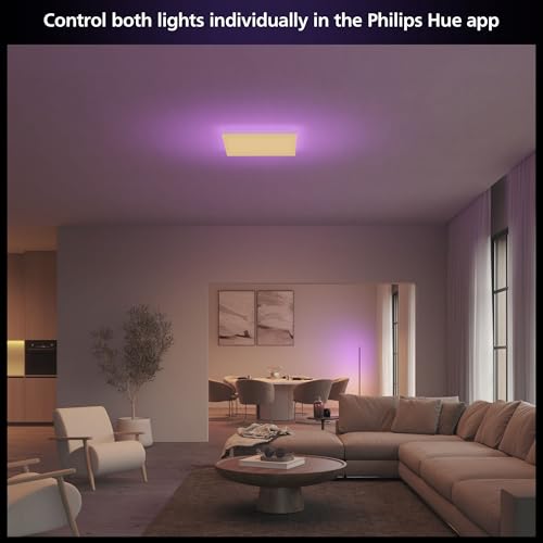 Image of Philips Hue Datura Smart Ceiling Panel (Square 23.62in x 23.62in) White & Color Light, Bluetooth Compatible, Voice Control with Alexa, Apple Home & Google Assistant