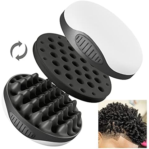 WTTORDE Silicone Twist Curl Hair Brush for Afro Waves, Detachable Two-Sided Wave Tool With Big and Small Holes for Men, Women, Short Hair, Black, 1 Pcs Cover