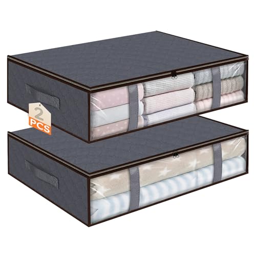 Freyeeti 2 pezzi Contenitori Sottoletto Confezione, 40L Scatole per Armadio,