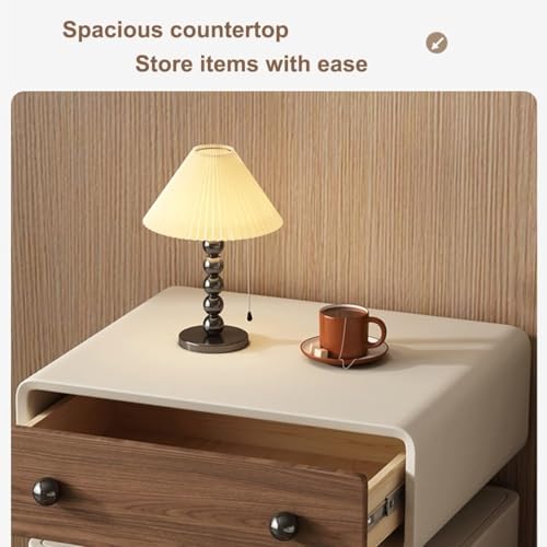 Stylish Black Nightstand with Double Drawers - Floorstanding Bedside Table, Sofa End Table, Accent Table with Storage for Home, Perfect for Bedroom & Living Room (50cm)