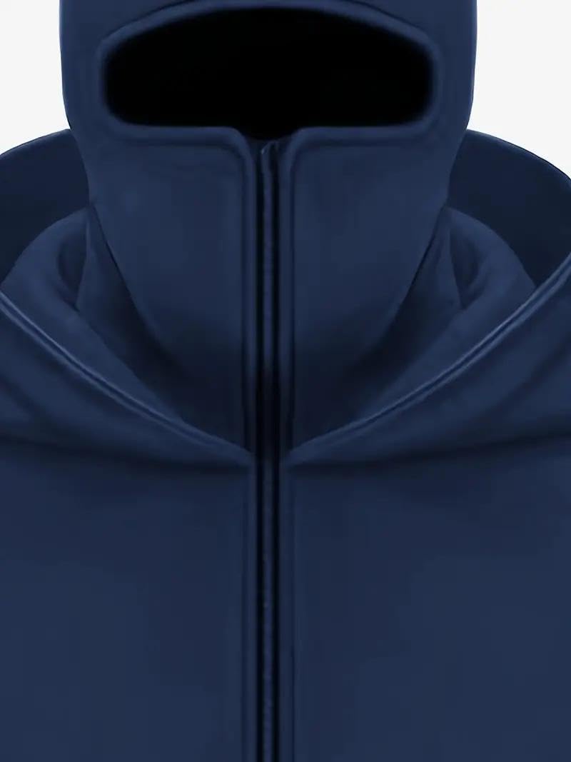 Men's Winter Double Hoodie Sweatshirt with Zip and Pocket Windproof Warm Sports Jacket Men Casual Hooded Coat