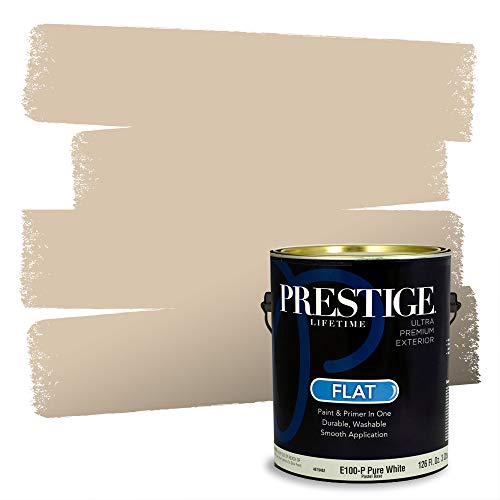 PRESTIGE Paints Exterior Paint and Primer In One, 1-Gallon, Flat, Comparable Match of Sherwin Williams* Kilim Beige*
