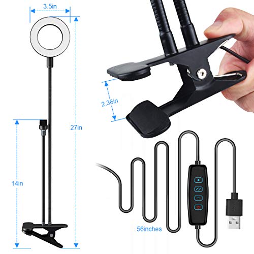 DAVID ROCCO Selfie-Ringlicht mit flexiblem Schwanenhals-Handy-Clip, 3 Lichtmodi und 10 Helligkeits-LED-Ringlicht… – Bild 6