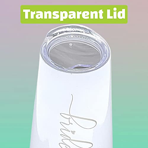 Bridesmaid Champagne Tiny Tumbler 6 Oz Engraved For Bride. Stemless Staintless Steel Flutes Great For Bachelorette Party Or Wedding Gift For Bridesmaid, Maid & Matron Of Honor. (Bride White, 1) #TOP3