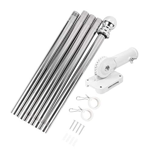Yardwe 1 Set Stainless Steel Flagpole Outdoor Flag Holder Heavy Duty Flag Pole Clothes Rack Wall Mount Wall Mount Flagpole Flag Pole Clips Flag Pole With Base Wall Flagpole Kit To Rotate #TOP3