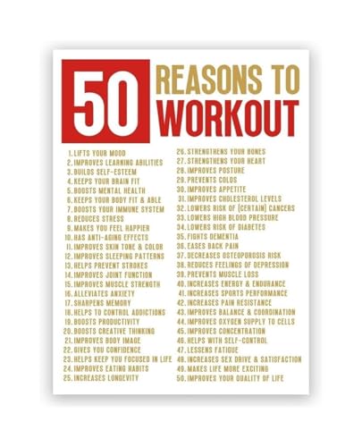INSPIRATIONAL WORKOUT WALL ART Motivational Quote Canvas Print Reasons to Stay Fit Gym Decor for Home Gym Office Fitness Room Be