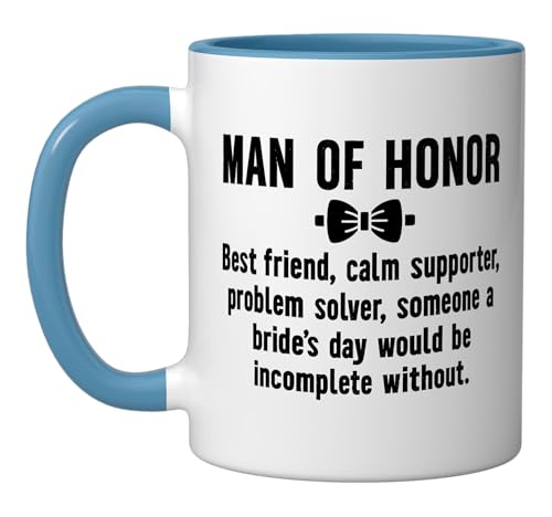 Man Of Honor Definition Bridal Party Wedding Man Of Honor Ceramic Mug, Blue/White by Proud Man Of Honor Wedding - Used condition - US$16.13
