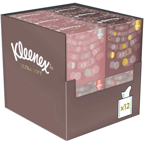 Kleenex Ultra Soft Kosmetiktücher-Boxen, Für den täglichen Gebrauch, 3-lagig, 12 Würfel x 48 Tücher