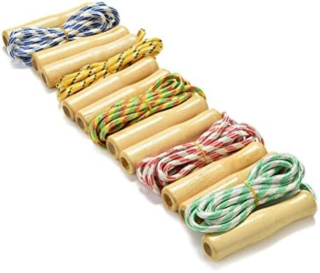 koolbitz Pack of 2 Kids Wooden Handle Skipping Rope for Fitness Sport Exercise Workout Made and Safety Jump Rope Fully Adjustable Rope Help Children to Promote Their Growth Suitable For All