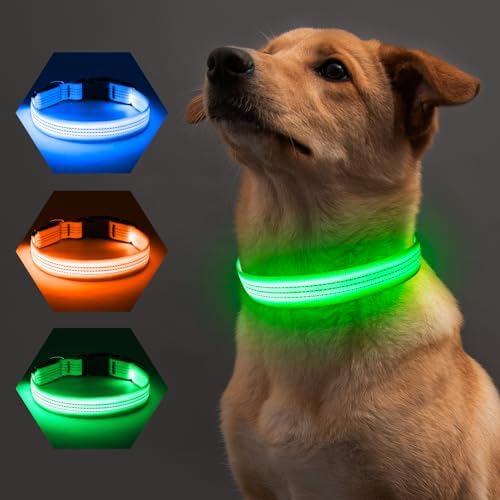 Candofly LED Dog Collar, Glow in The dark Dog Collar USB Rechargeable