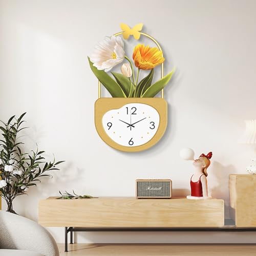 Horloge murale 3D à fleurs LED lumineuse pour décorer un salon moderne et chaleureux - 5